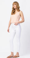 Judy Blue Frayed Hem White Jeans