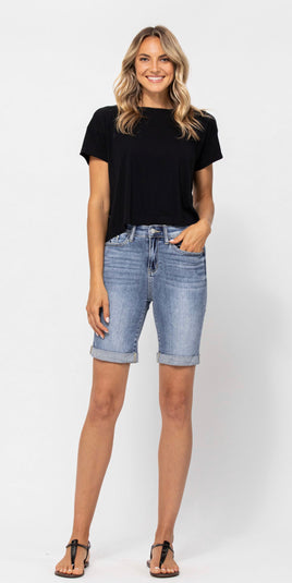 Judy Blue Hi Rise Cuffed Bermuda Shorts