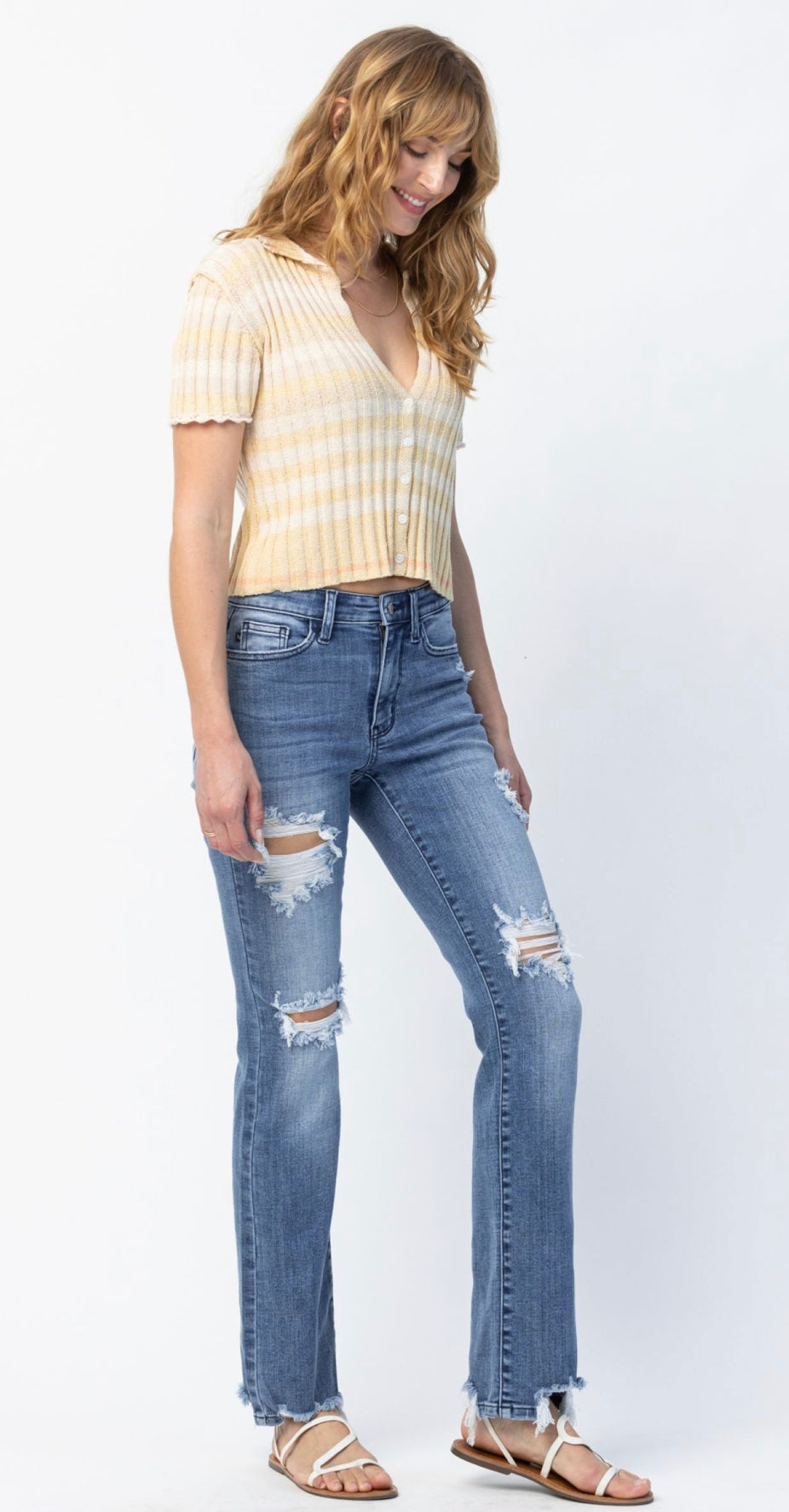Judy Blue Destroyed Straight Leg Jeans
