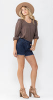 Judy Blue Midrise Leopard Fray Shorts