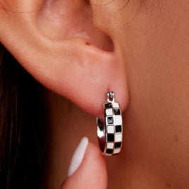 Pura Vida Checkerboard Huggie Earrings