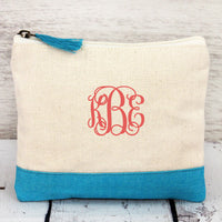 Natural & Turquoise Cosmetic Bag with Tassel