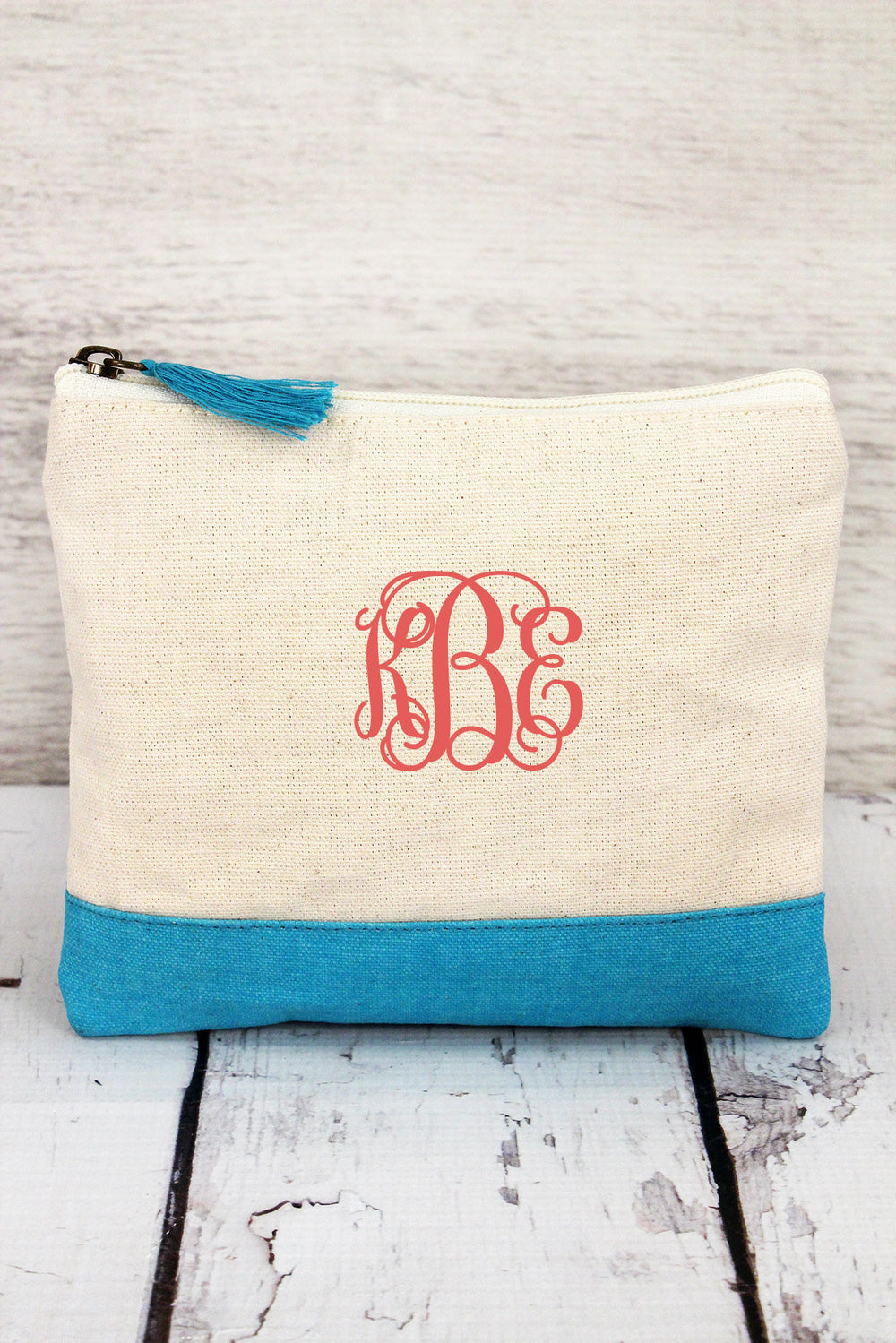 Natural & Turquoise Cosmetic Bag with Tassel