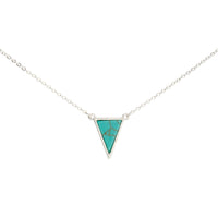 Silver Turquoise Triangle Charm Necklace