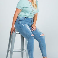 Carla's Mid Rise Distressed Skinny Jean