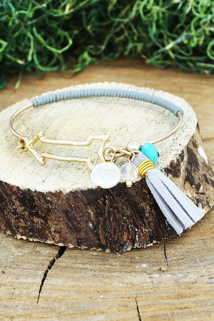 Arrow & Tassel Charm Bangle