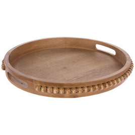 Beaded Round Large Wood Tray