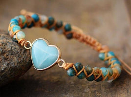 Natural Amazonite Heart Bead Bracelet