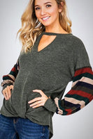 
              Keyhole Color Block Top with Front Knot
            