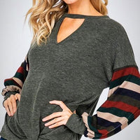 Keyhole Color Block Top with Front Knot
