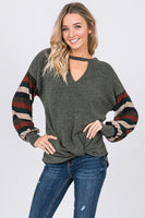 
              Keyhole Color Block Top with Front Knot
            