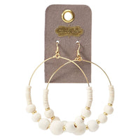 
              Jersey Wooden Bead Hoop Earrings
            