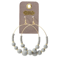 
              Jersey Wooden Bead Hoop Earrings
            