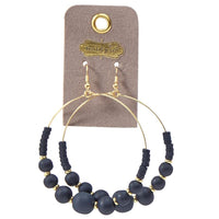 
              Jersey Wooden Bead Hoop Earrings
            