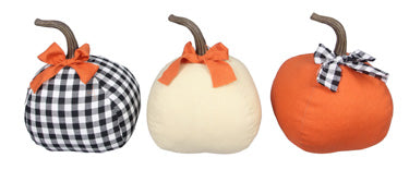 Fabric Pumpkins with Bow Set