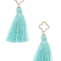 Rhinestone Clover Tassel Drop Earrings