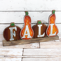 Fall Metal & Wood Gourd Tabletop Decor