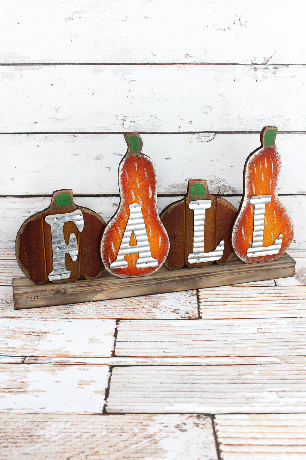 Fall Metal & Wood Gourd Tabletop Decor