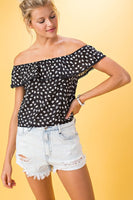 Off Shoulder Leaf Print Top