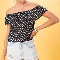 Off Shoulder Leaf Print Top