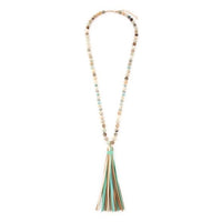 Natural Stone Glass Bead with Suede Tassel