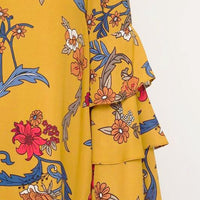Mustard Triple Ruffle Bell Sleeve Dress