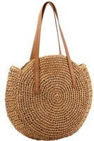 
              Circle Straw Round Tote with Top Zip Closure
            