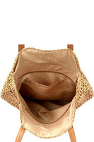 
              Circle Straw Round Tote with Top Zip Closure
            