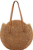 
              Circle Straw Round Tote with Top Zip Closure
            