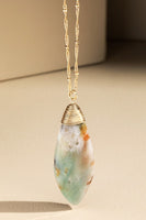 Natural Stone Long Pendant Necklace