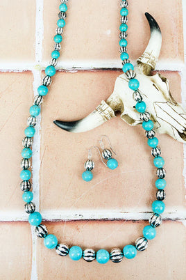 Turquoise Glencoe Long Necklace Set