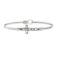 Baguette Cross Crystal Bangle Bracelet