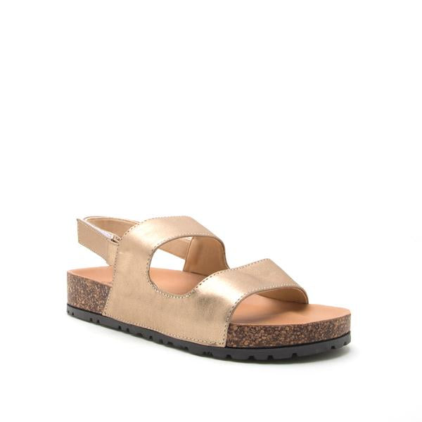 Banded Gold Distressed Slide Sandal