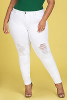
              WannaBettaButtWhite Distressed Jeans (Plus)
            