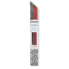 Swig Gold Leopard + Red Reusable Straw Set