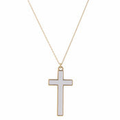 Promise White Enameled Cross Necklace