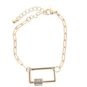 Rectangle Carabiner with Rhinestone Accent Bracelet