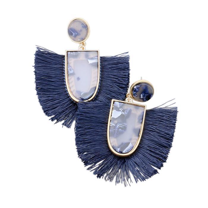 Tassel and Acrylic Post Earrings