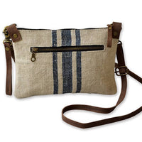 Linen & Leather Cross Body Sling Bag