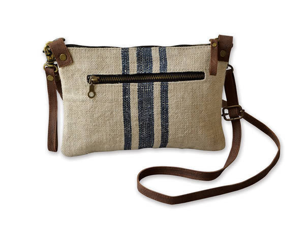 Linen & Leather Cross Body Sling Bag