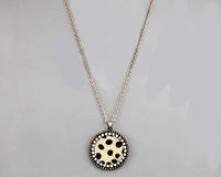 Pave Edge Leather Disc Necklace