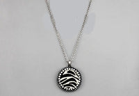 Pave Edge Leather Disc Necklace