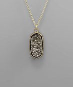 Oval Druzy Drop Necklace
