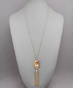 Druzy & Tassel Long Necklace