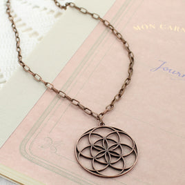 Vintage Copper Chain & Medallion Necklace