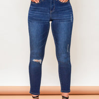 Petite High Rise Rips + Whiskers Skinny Jean