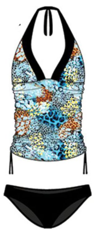 Halter Top Tankini w/Ruche Sides