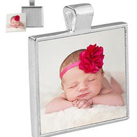 Large Sterling Silver Plated Square Pendant Charm