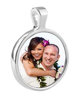 Sterling Silver Plated Round Pendant Charm Large