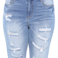 Cee Cee High Rise Frayed Hem Distressed Jeans (Plus)